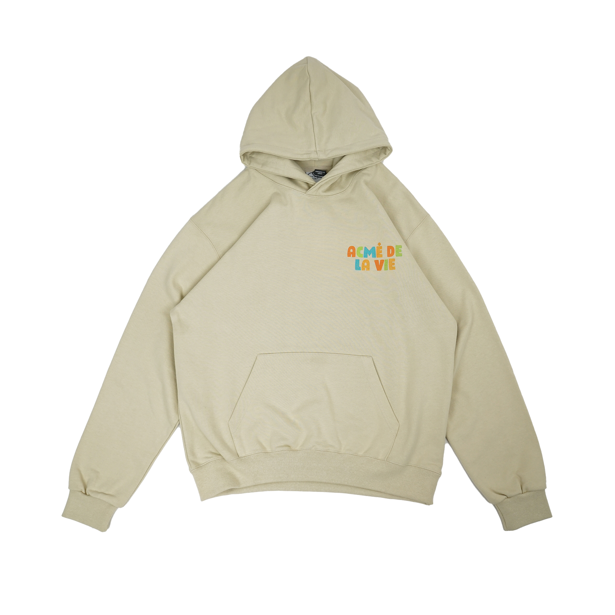 Adlv Check Logo Hoodie Beige - Well Bred Store