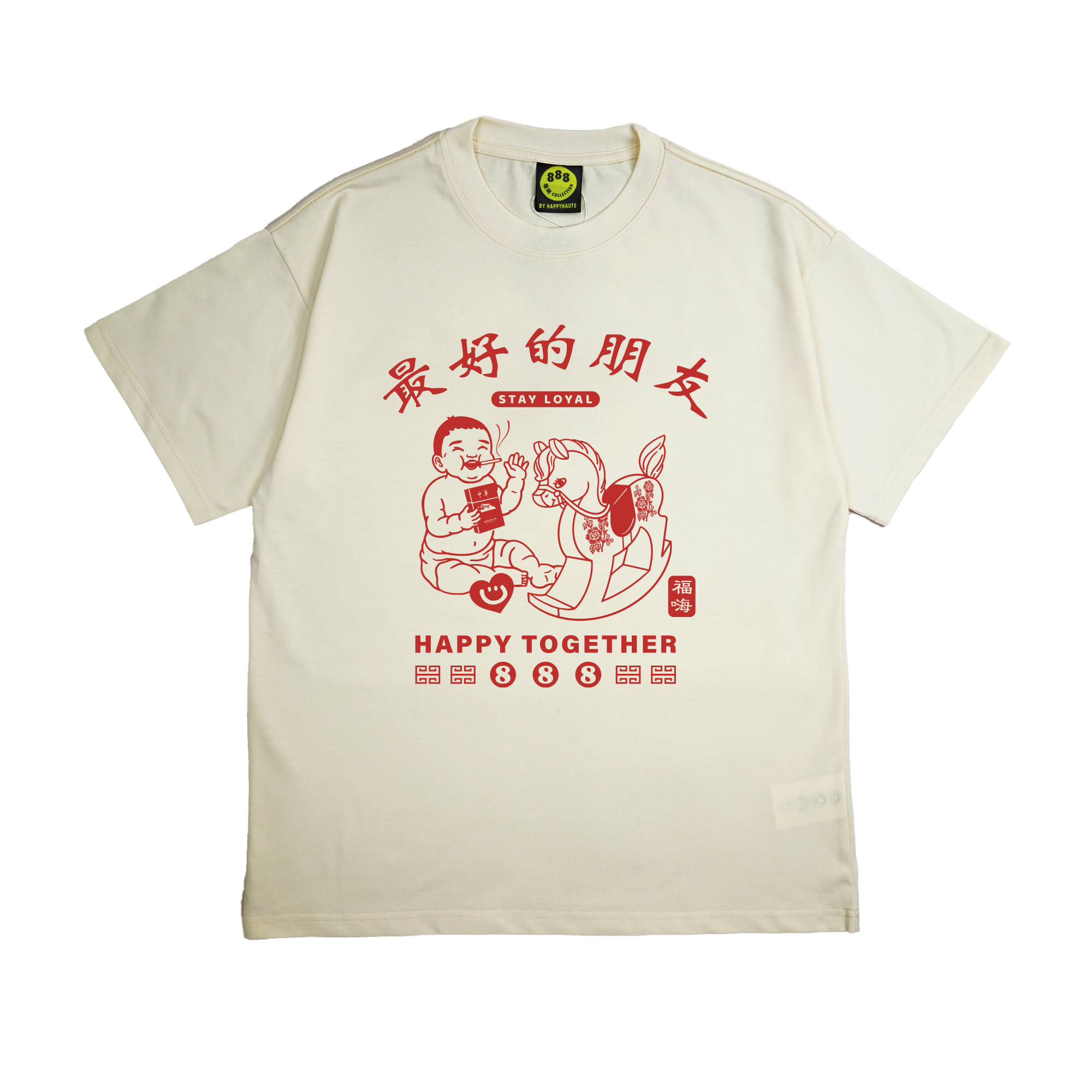 ???888 Happynauts Together Horse Tee - Cream