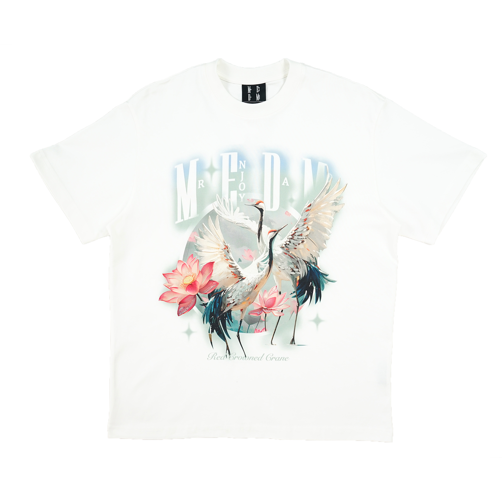 Medm Flower Crane Tee - White